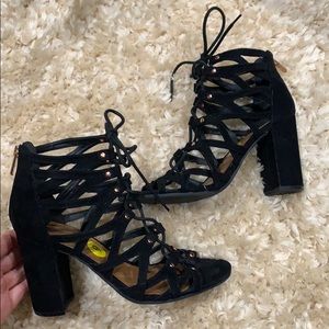 Strappy Gladiator Style Suede Heels